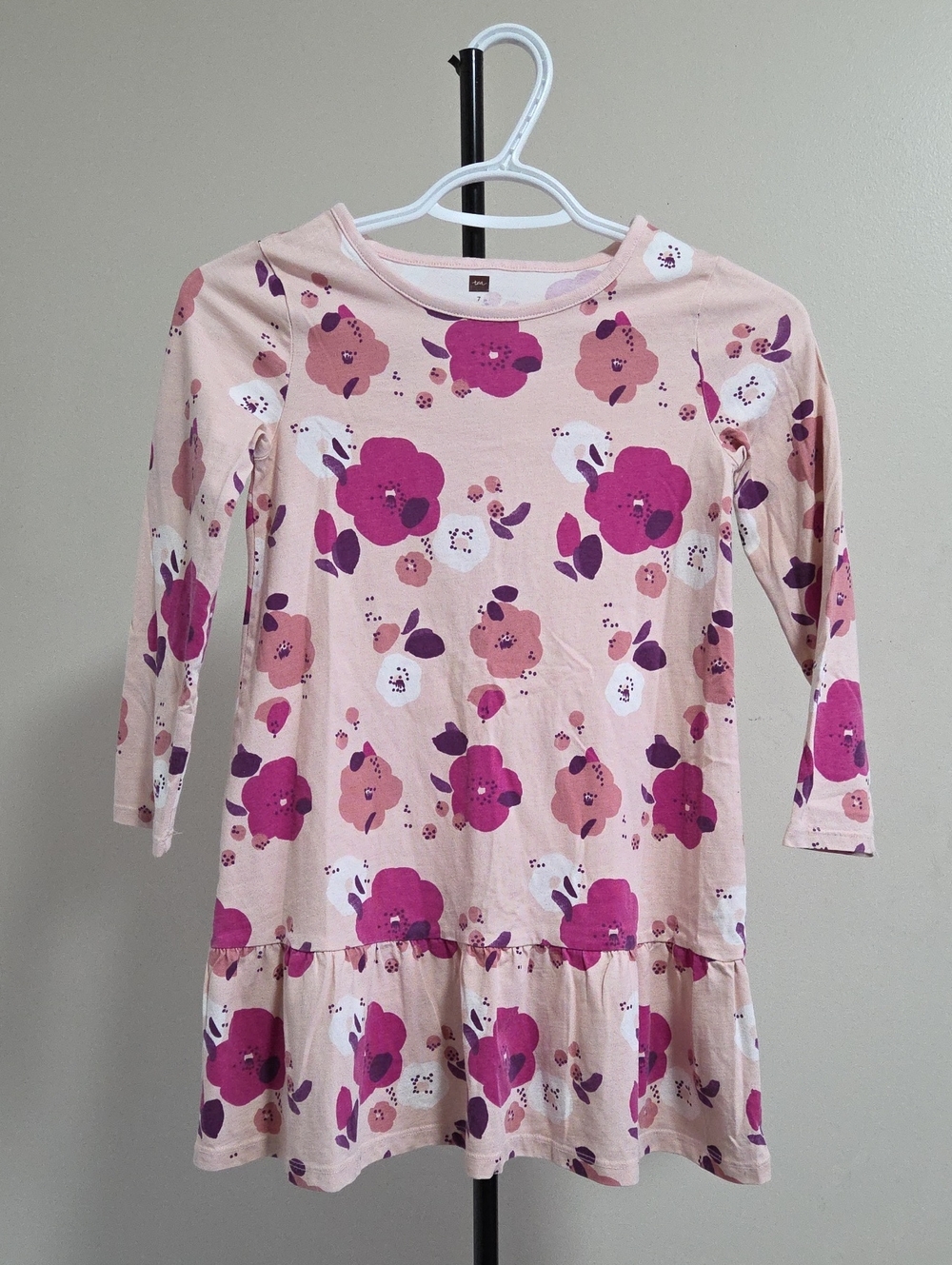 Tea Collection Pink Floral Ruffle-Hem Dress